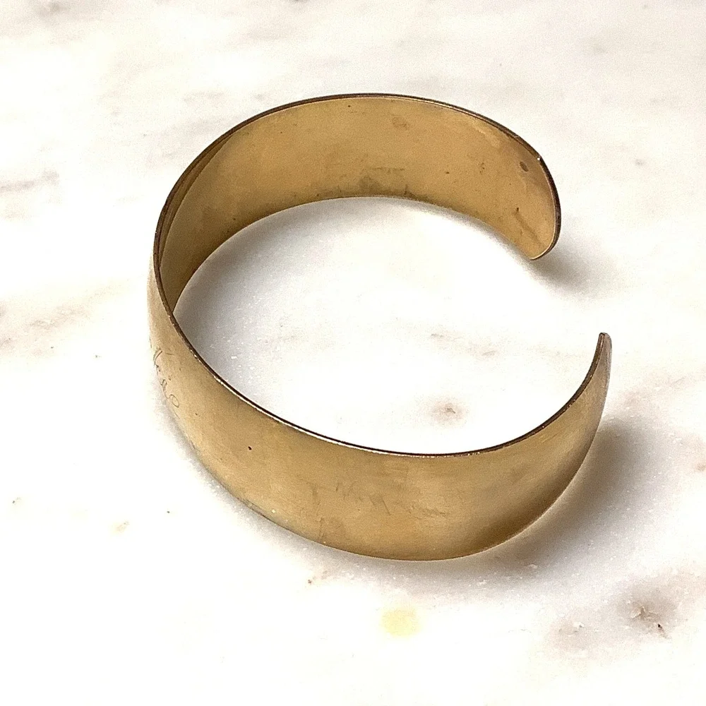 Personalized Gold Tone Cuff Bracelet - Engraved Style